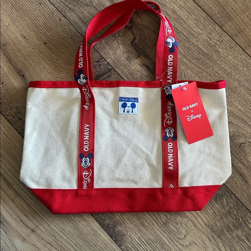 Old Navy x Disney Mickey Canvas Mini Tote - Cream & Red - Picture 1 of 4